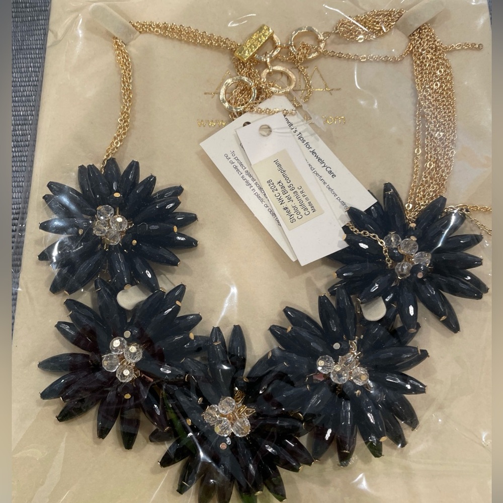 Amrita Singh Black and Gold Floral Necklace